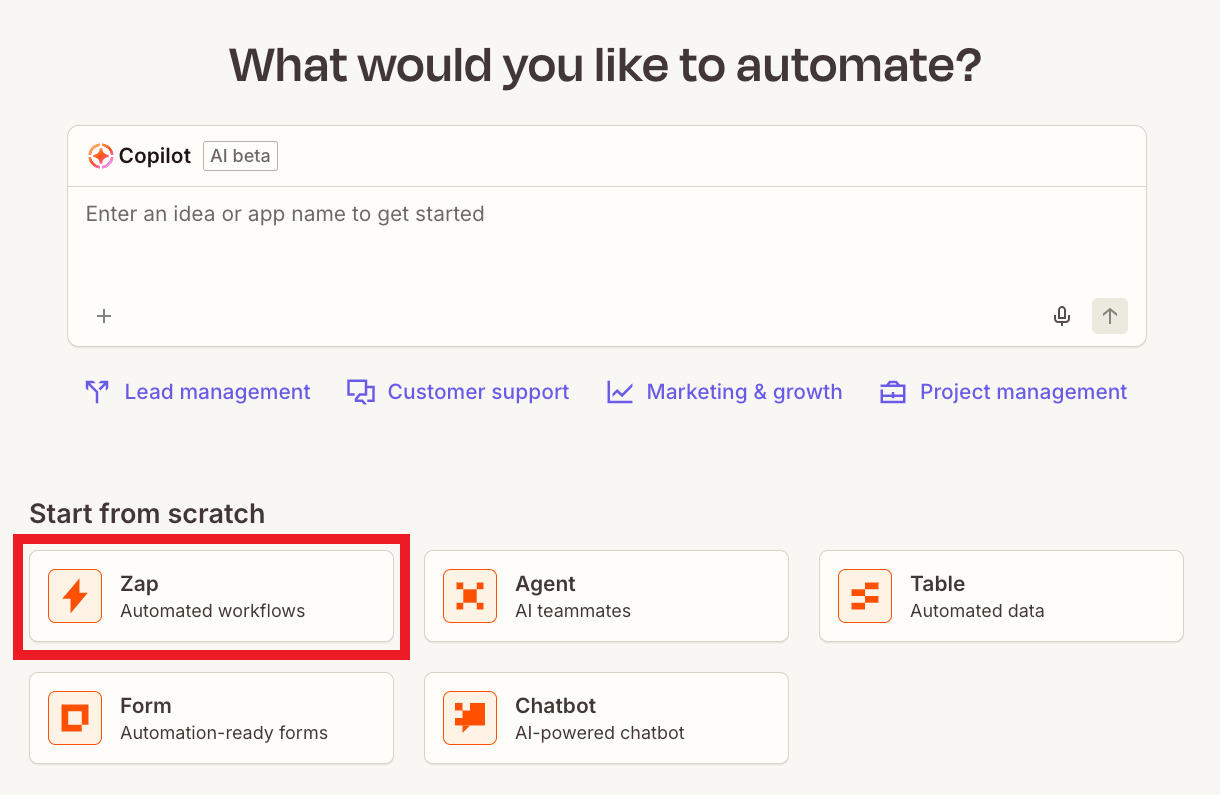 Create a zap at Zapier for integration with Hustle