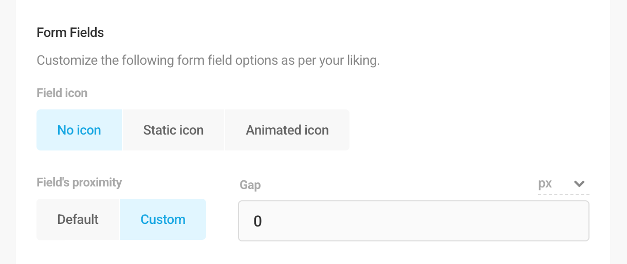 Opt-in form fields settings