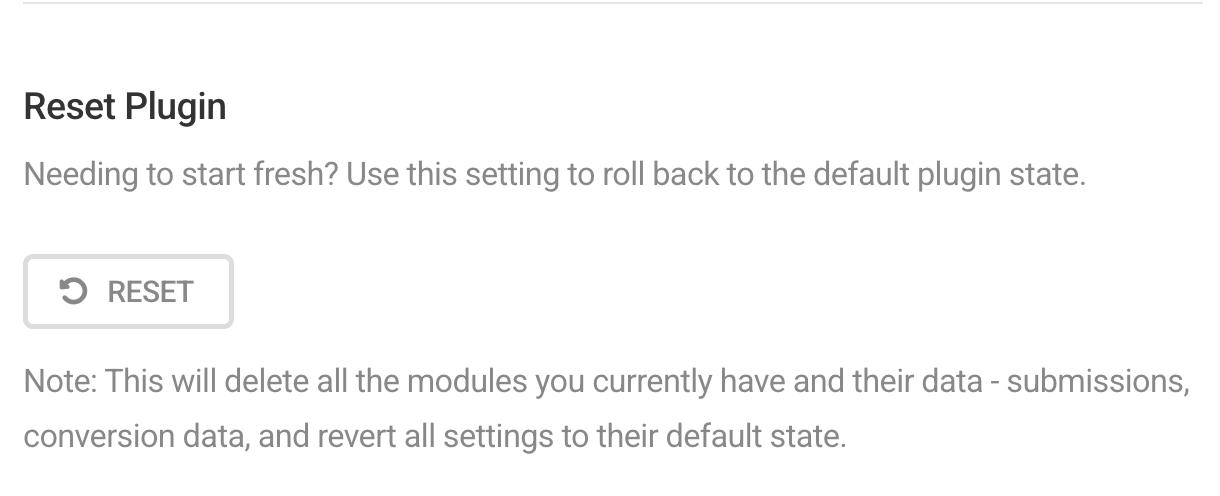 Reset Hustle plugin data