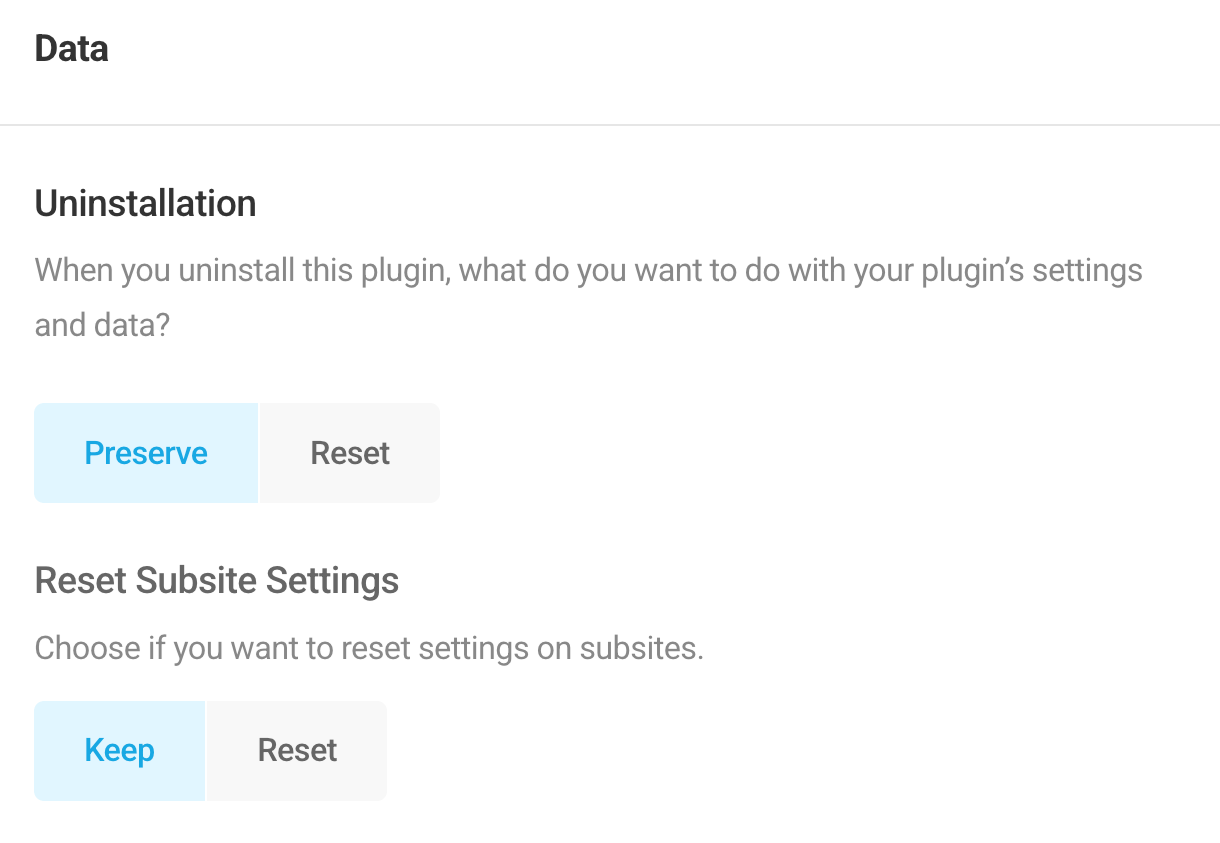 Choose to keep or delete data and settings upon uninstallation