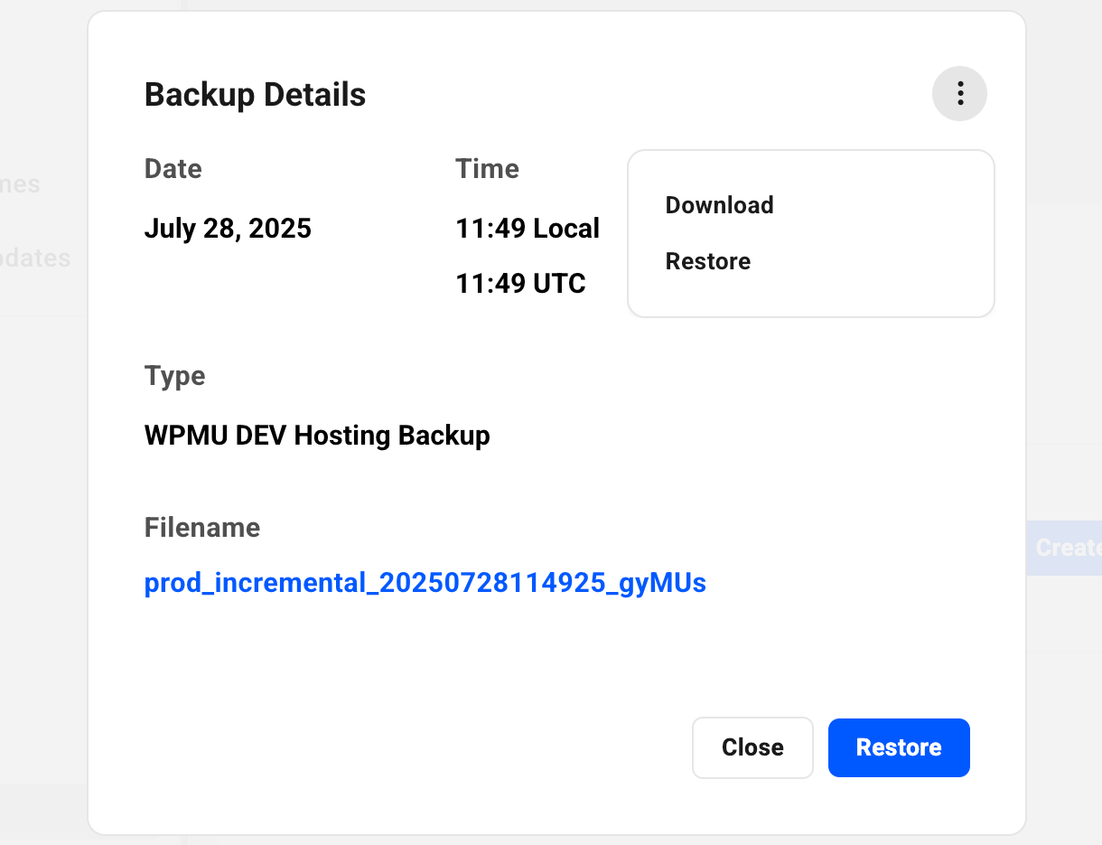 Hub Backup Details