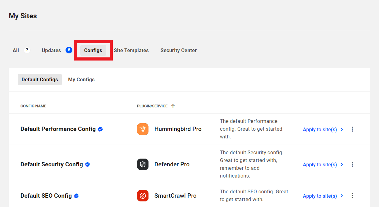 Apply plugin configurations in The Hub