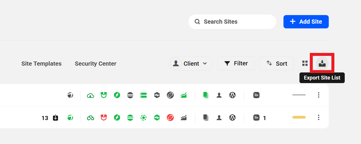 Export a list of sites in The Hub