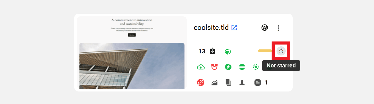 Favoriting a site in grid view