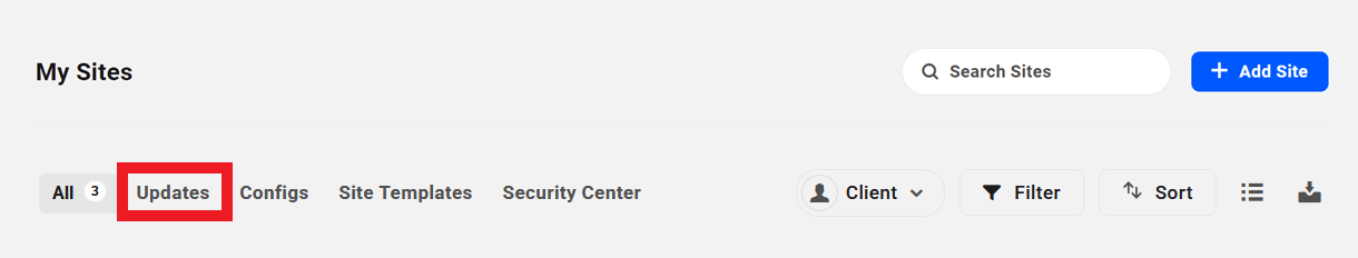 Filter hosted sites on the My Sites screen in The Hub