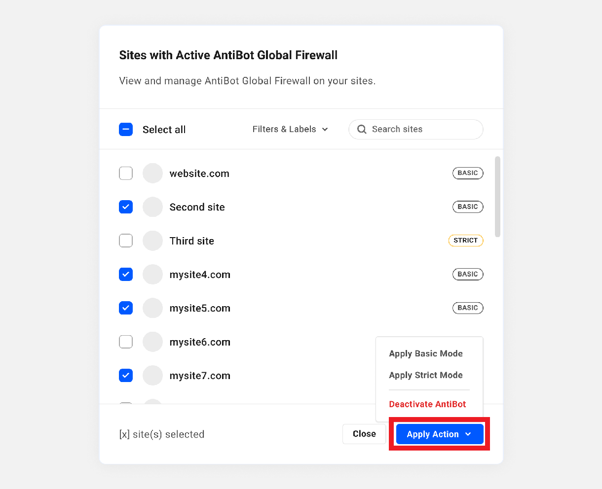 Apply AntiBot actions