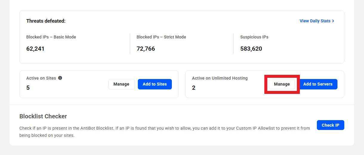 View unlimited hosting servers where AntiBot is active
