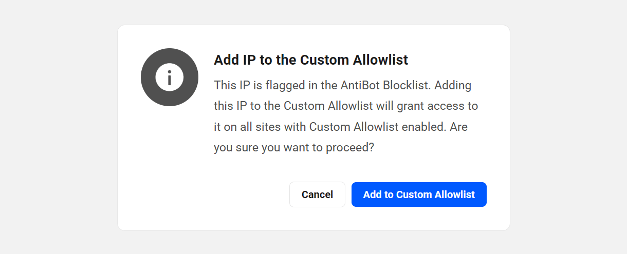 Allow an IP found on the AntiBot blocklist