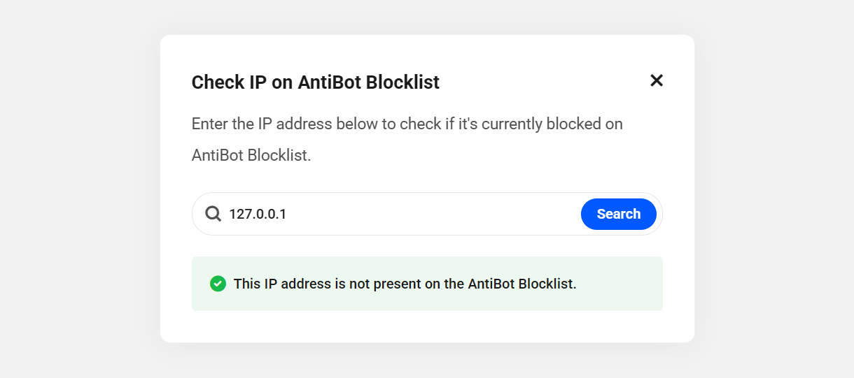IP is not on the AntiBot blocklist