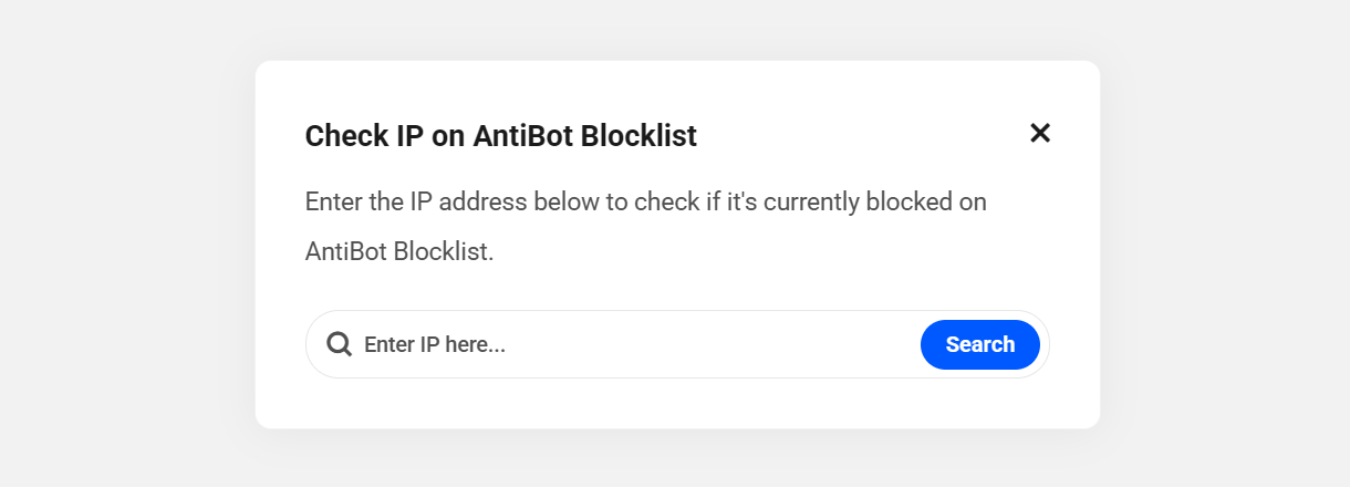 Check if an IP is on the AntiBot blocklist