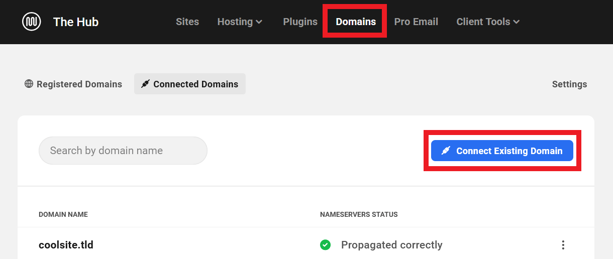 Connect a new domain to the Hub