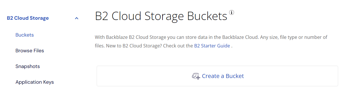 Create a Backblaze bucket