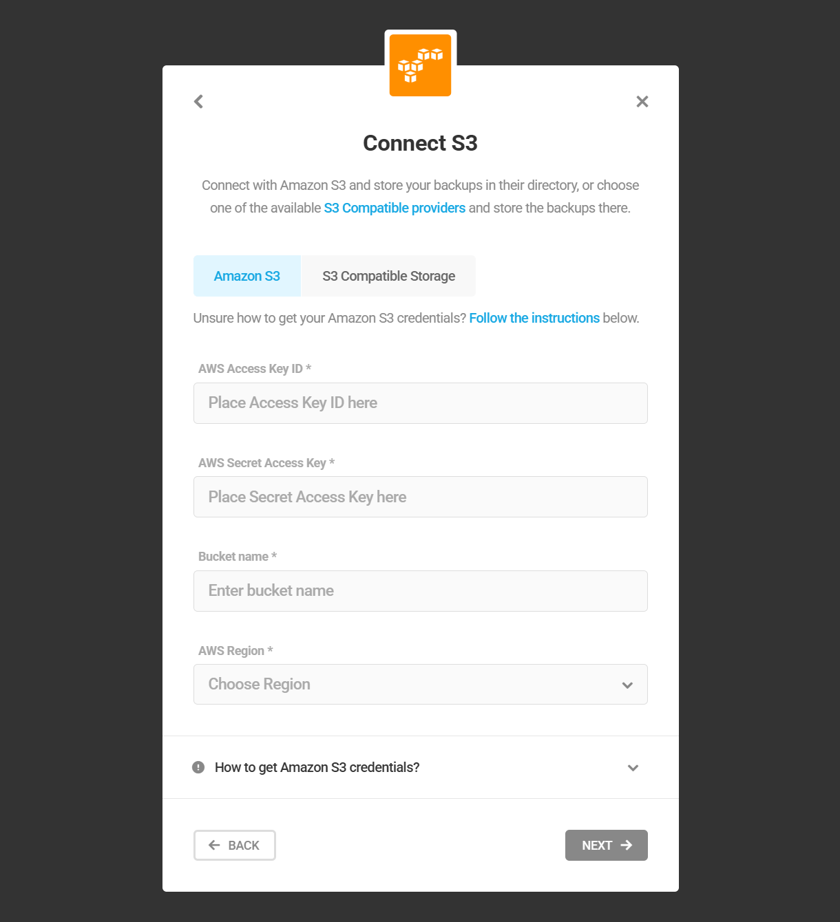 Connect Amazon S3 destination