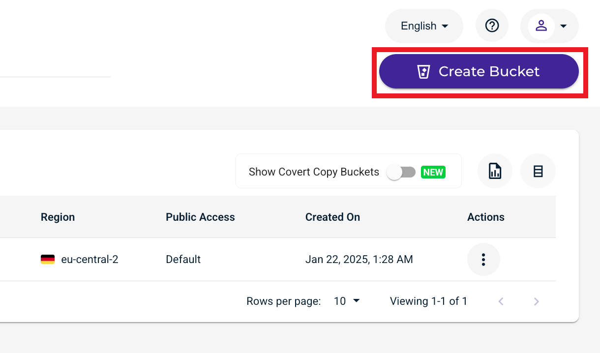 Create a bucket in Wasabi