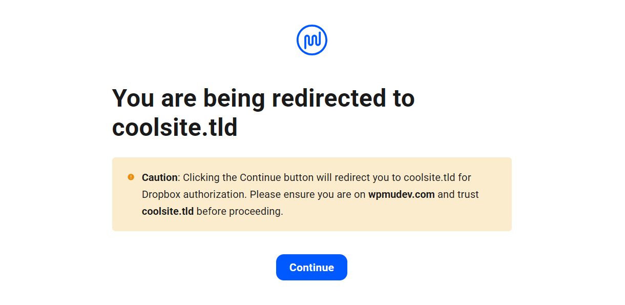 Authorize Dropbox account