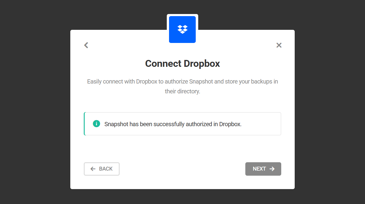 Dropbox account connected