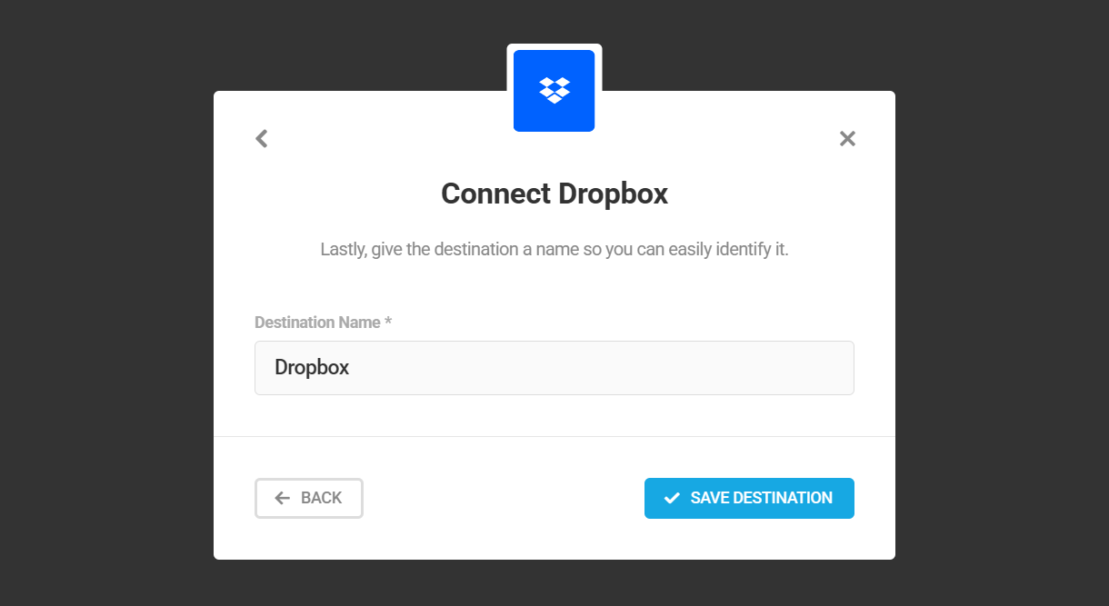 Name Dropbox destination