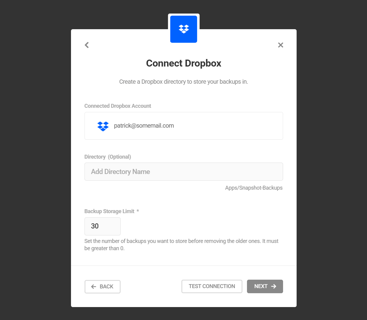 Enter Dropbox directory