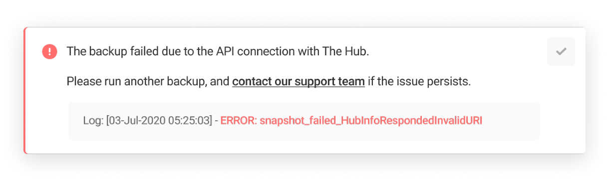 Error: snapshot_failed_HubInfoRespondedInvalidURI