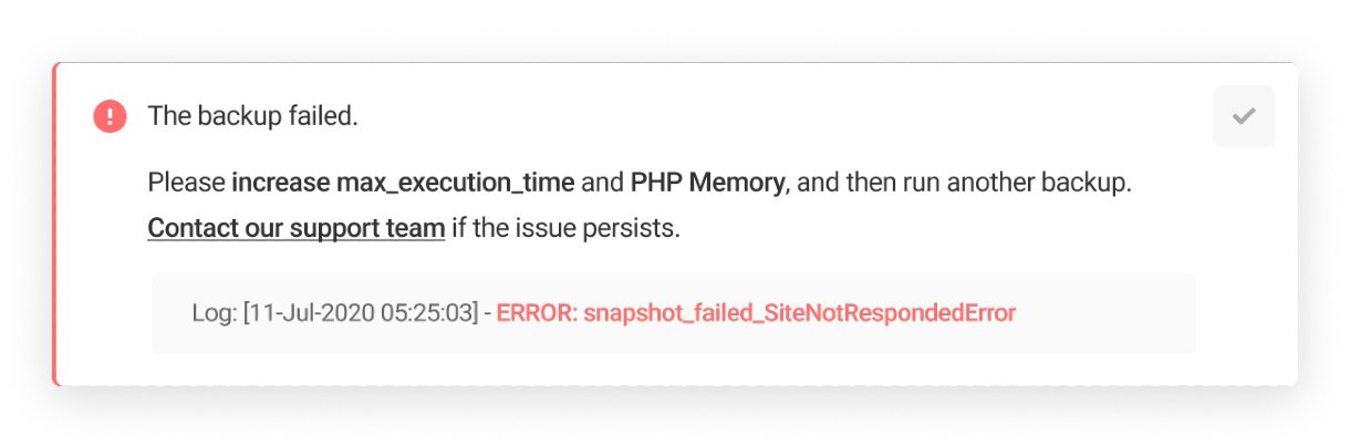 Error: snapshot_failed_SiteNotRespondedError