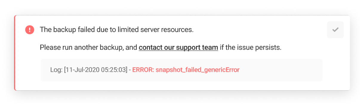 Error: snapshot_failed_genericError