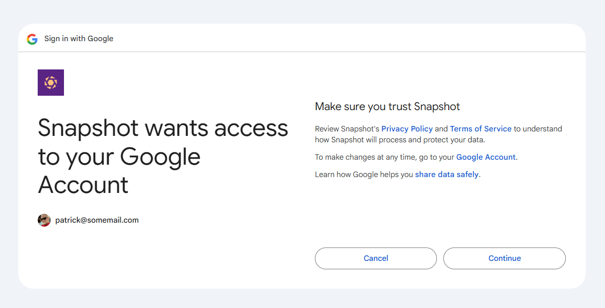 Allow Snapshot access to Google Drive