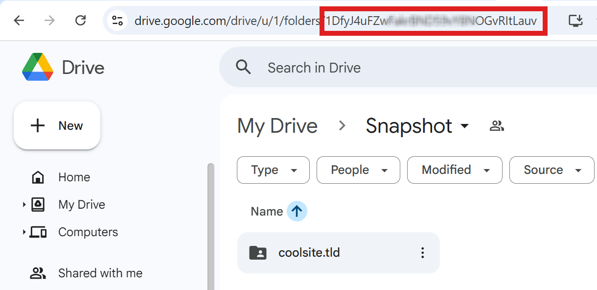 Locate Google Drive directory ID