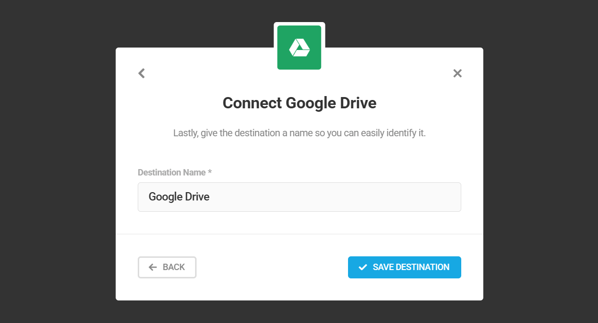 Name Google Drive destination