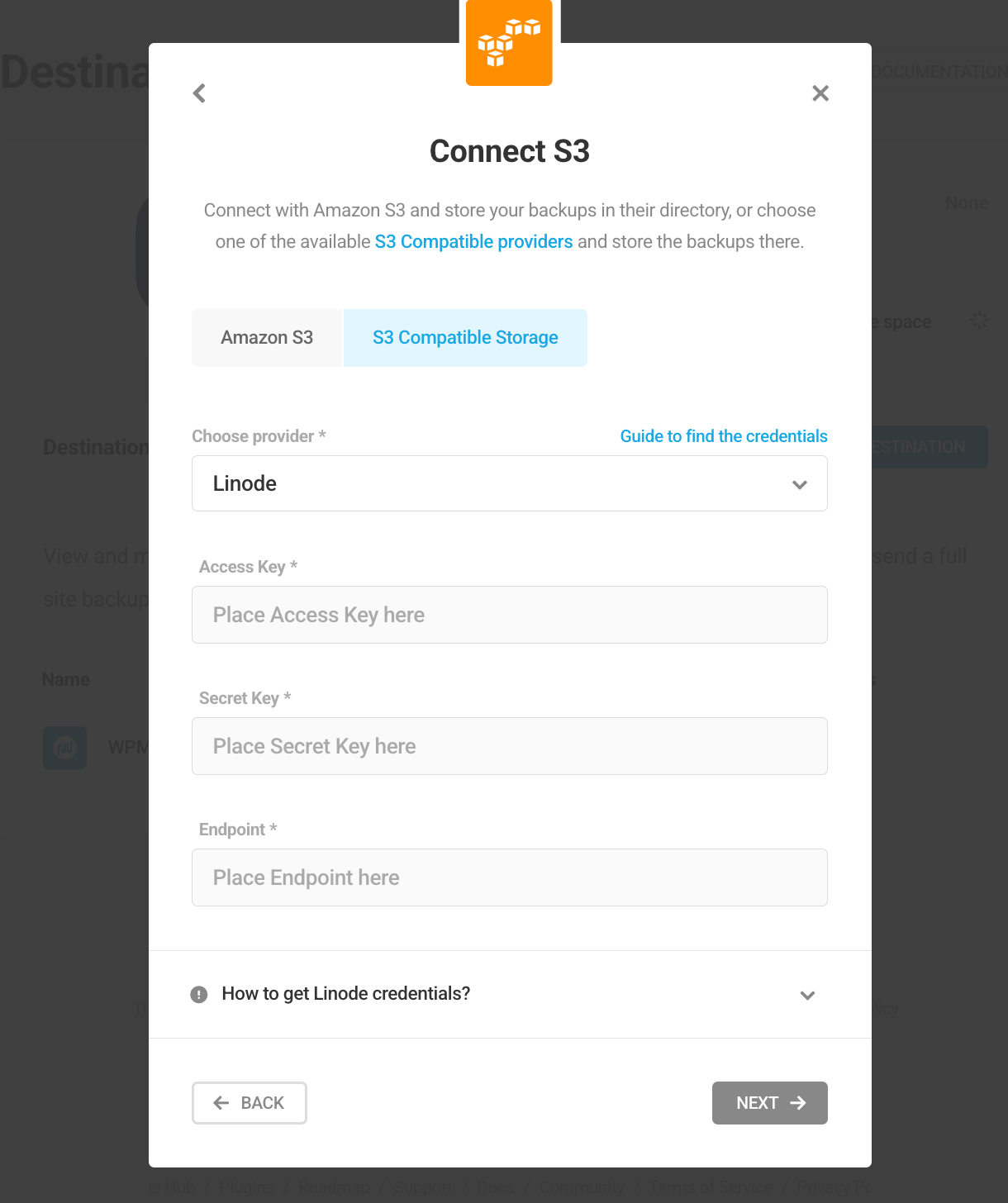 Add Linode as a storage destination