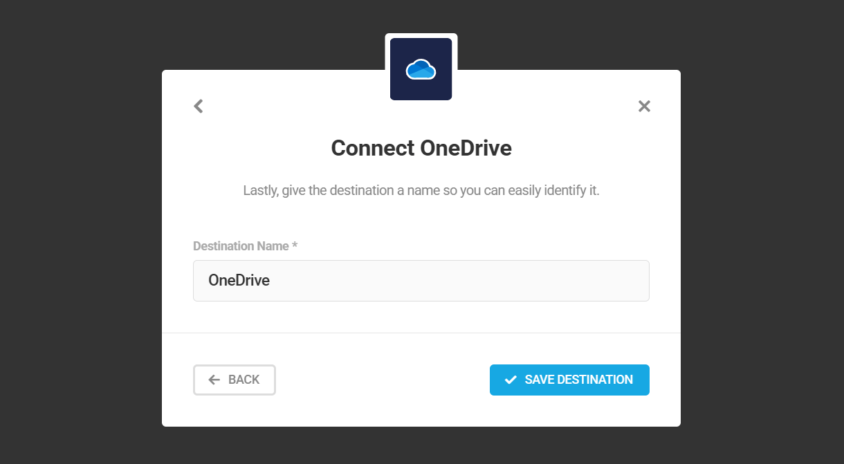 Name OneDrive destination