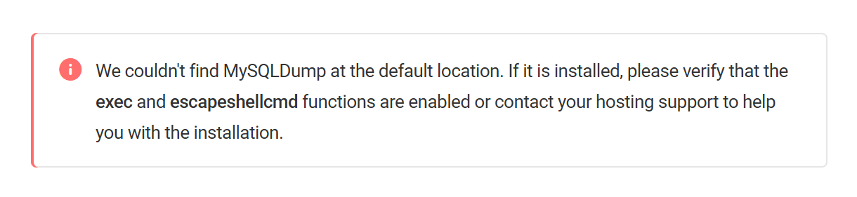 MySQL Dump error message