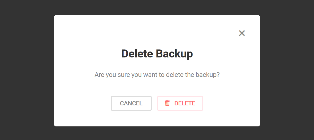 Confirm backup deletion