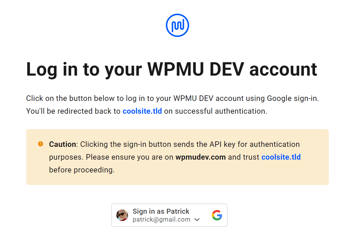 Log into your WPMU DEV account with Google