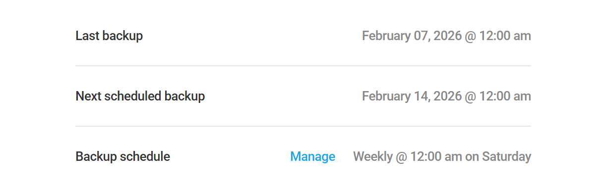Snapshot backup schedule