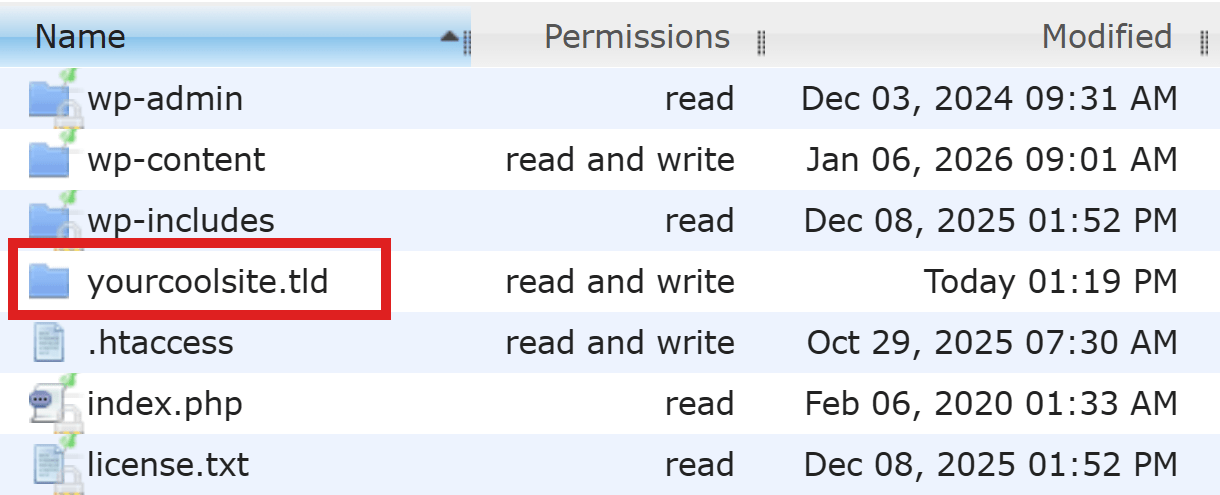 Example location of FTP backup destination in Snapshot