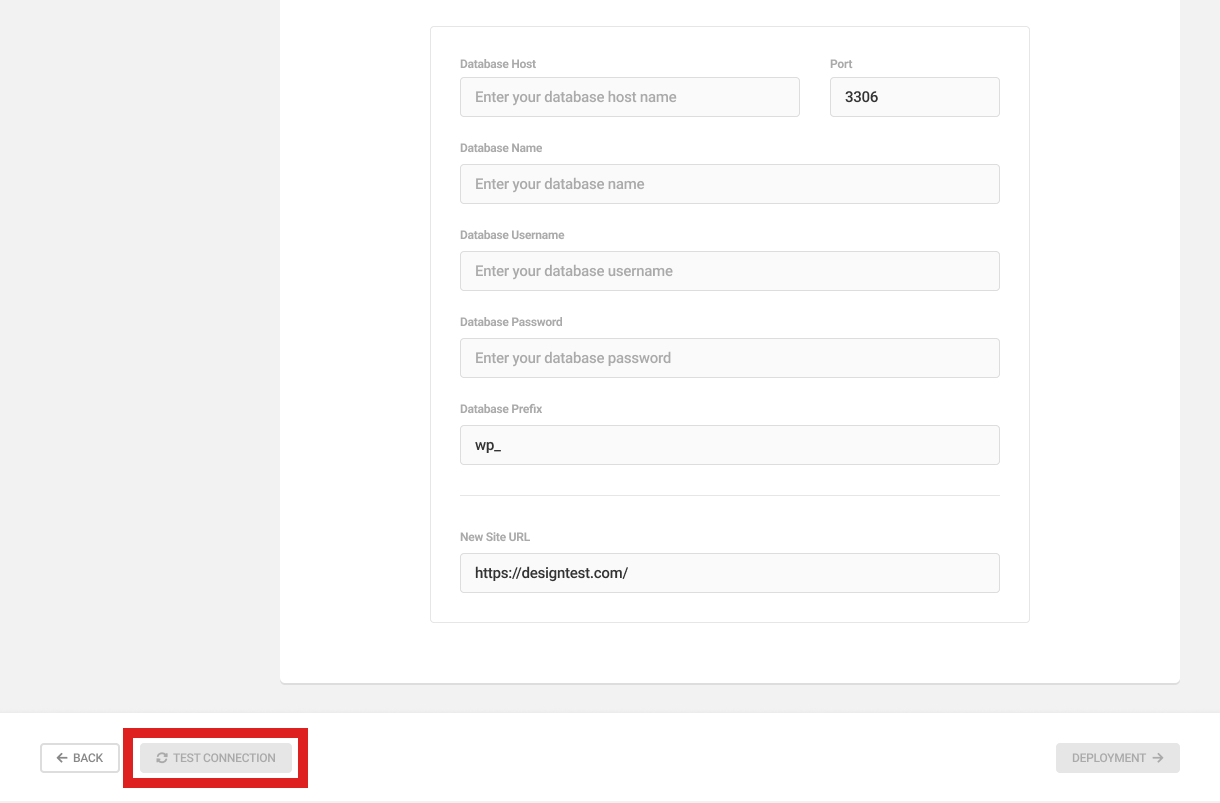 Use new database in Snapshot installer wizard