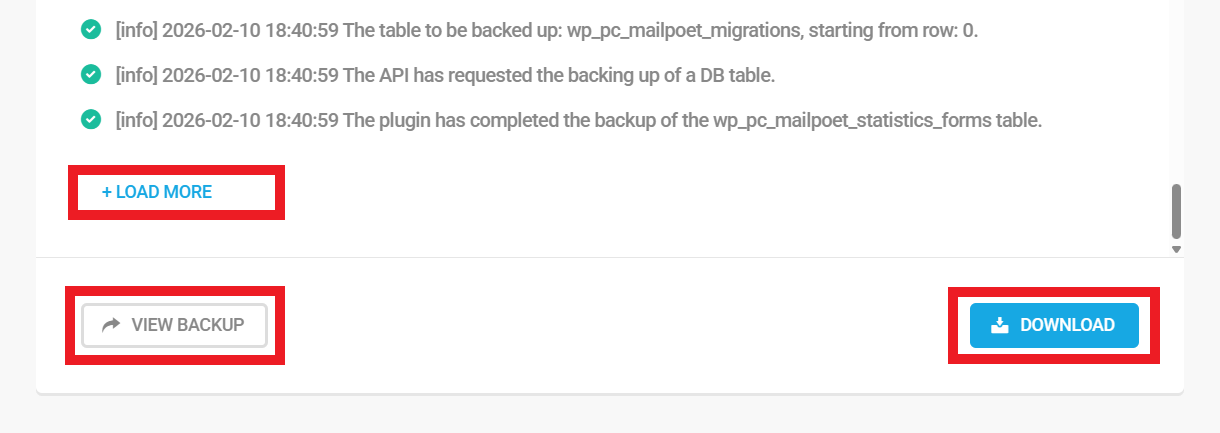Download Snapshot backup logs