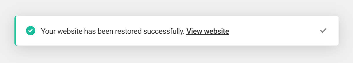Backup restore success message in Snapshot
