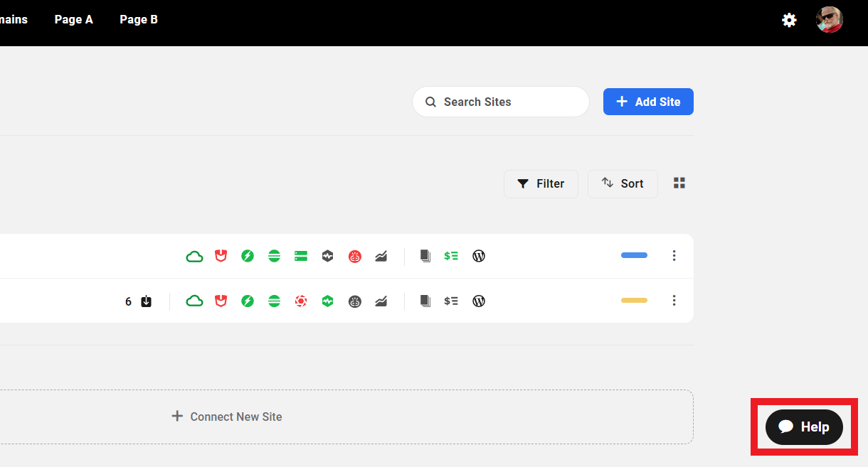 Help button in the Hub Client portal