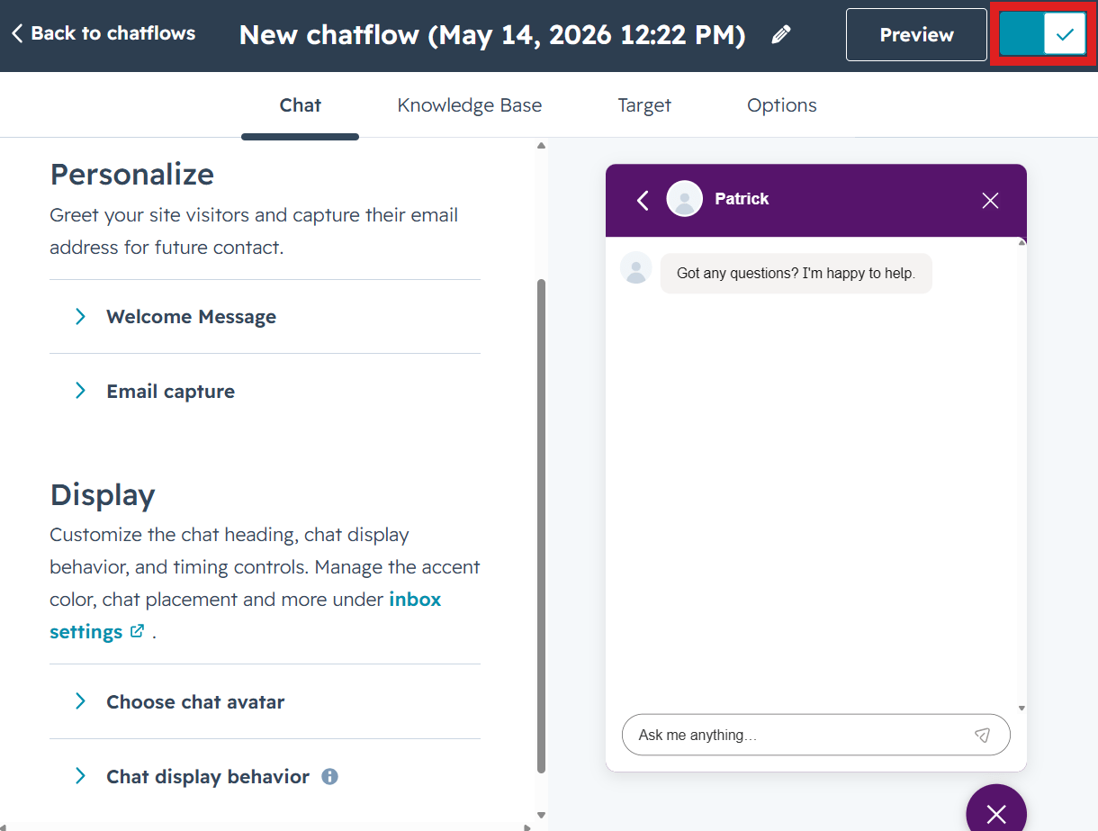 Customize widget in HubSpot account