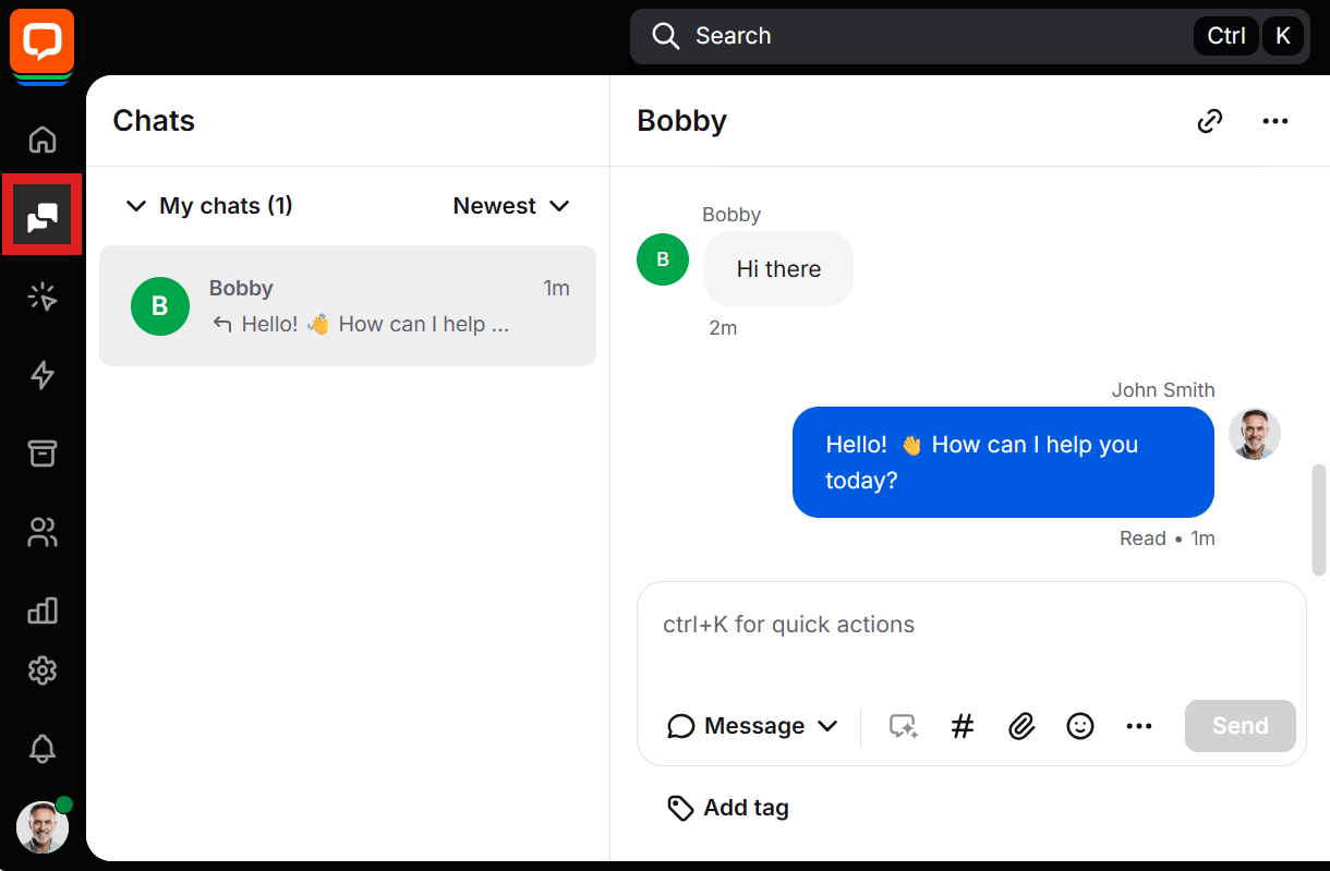 Managing chats in LiveChat account