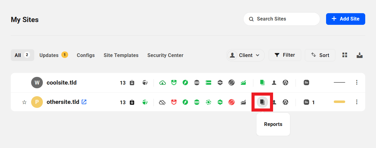 Reports not enabled for a site in The Hub