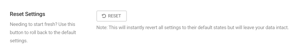 Reset Settings