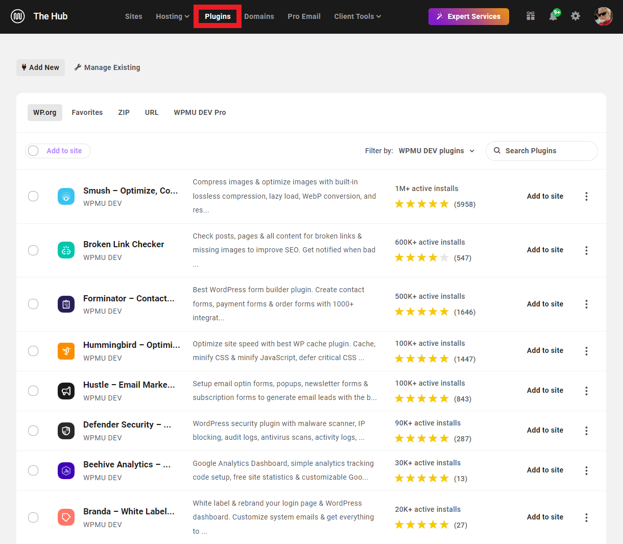 Install plugins from The Hub
