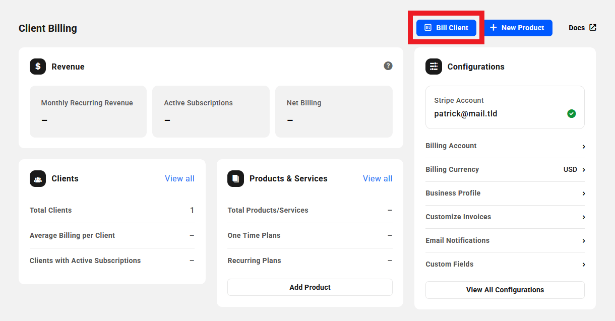Allows the team member to create and send new invoices to clients