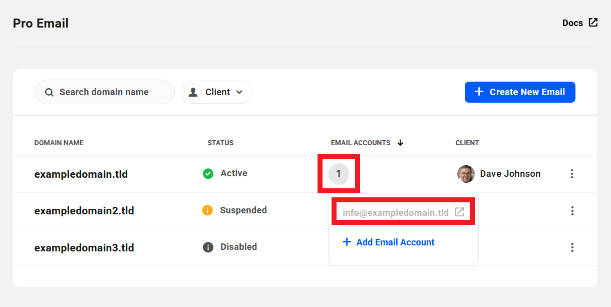 Allows the user to access the Pro Email interface for domain email accounts via any Single Sign-On (SSO) link