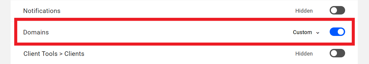 Customize capabilities in the Hub Domains module
