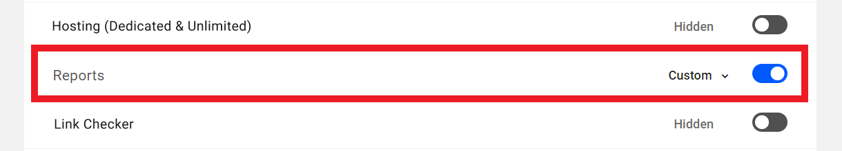 Customize capabilities in the Hub Reports module