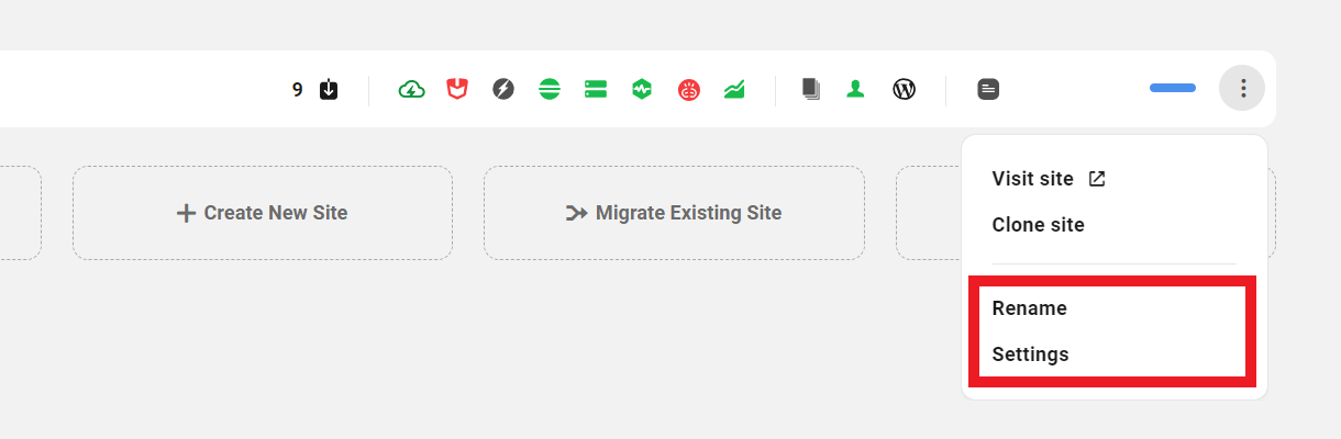 Enables the user to modify site settings