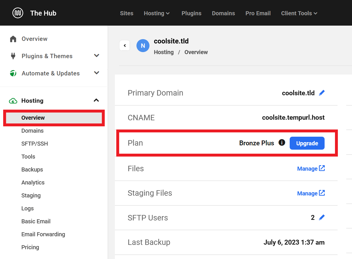 Allows the team member to change the current WPMU DEV hosting plan for a site